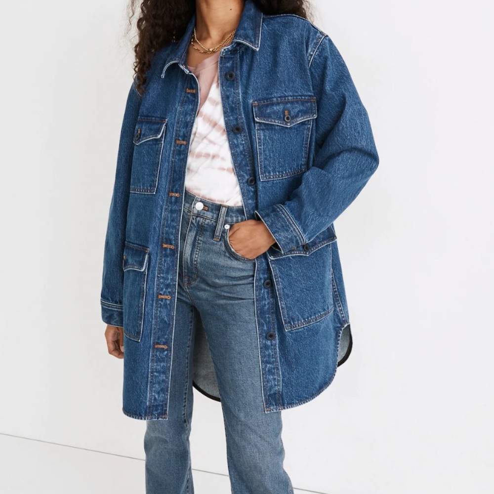Denim Oversized Chore Coat in Laurelton Wash